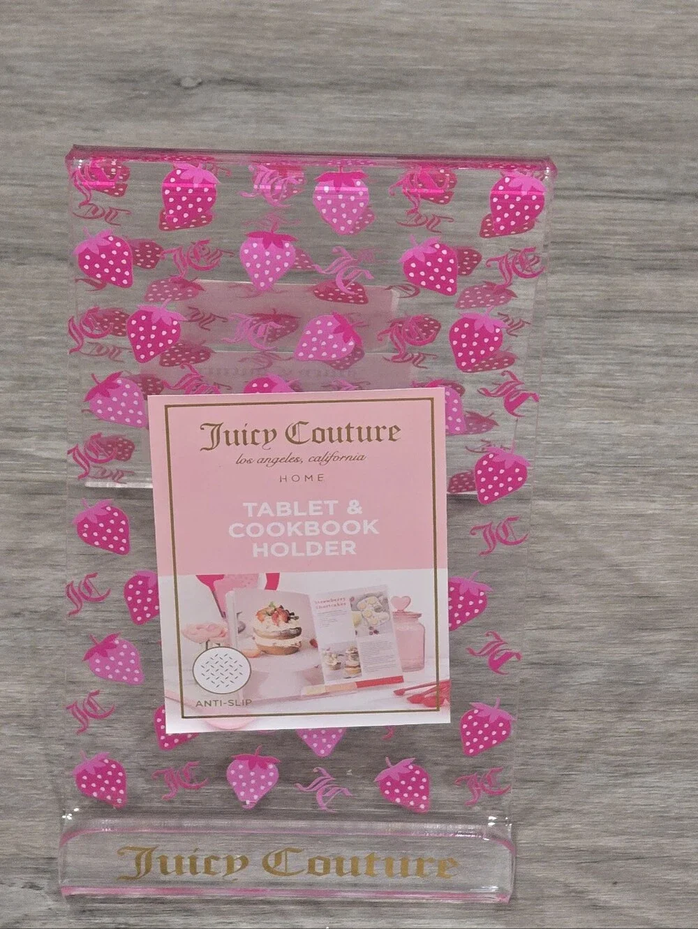 Juicy Couture Home Strawberries Logo Tablet & Cookbook Acrylic Holder